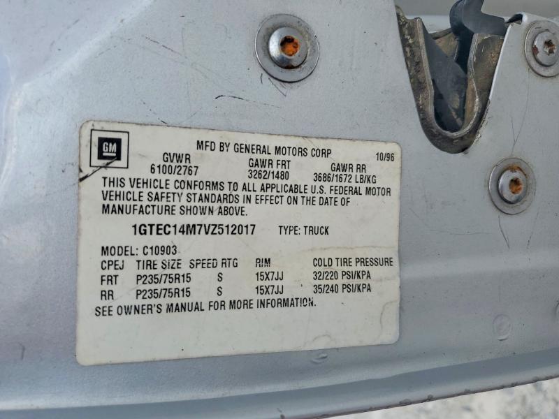 1997 Gmc Sierra მანქანა იყიდება აუქციონზე, vin: 1GTEC14M7VZ512017, აუქციონის ნომერი: 60830176