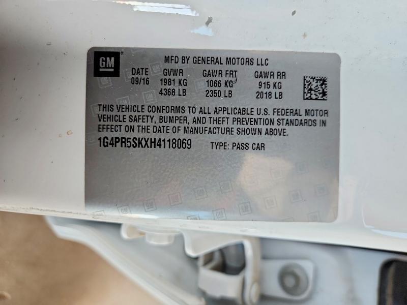60668136 :رقم المزاد ، 1G4PR5SKXH4118069 vin ، 2017 Buick Verano مزاد بيع