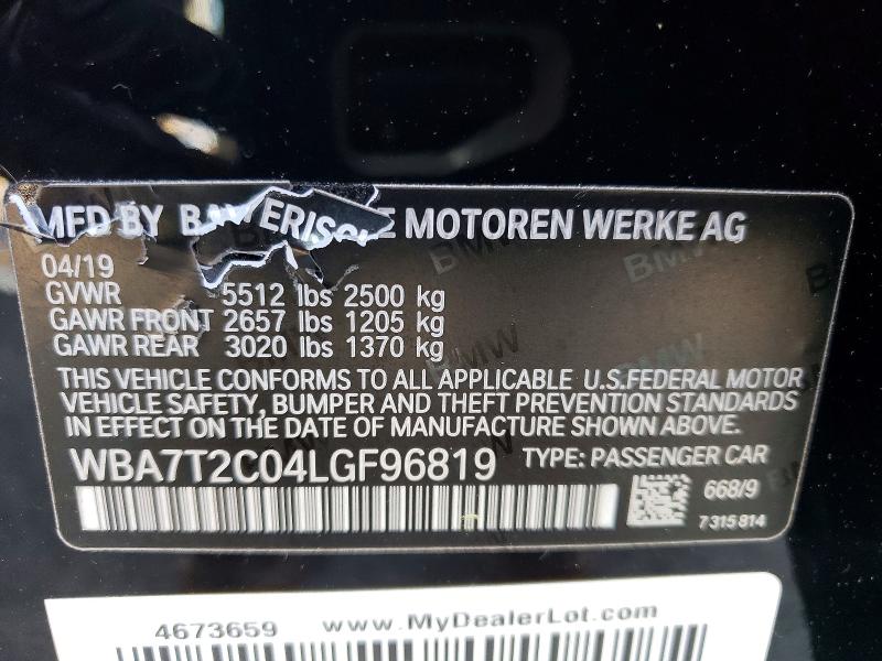 Продажа на аукционе авто 2020 Bmw 740, vin: WBA7T2C04LGF96819, номер лота: 61049316