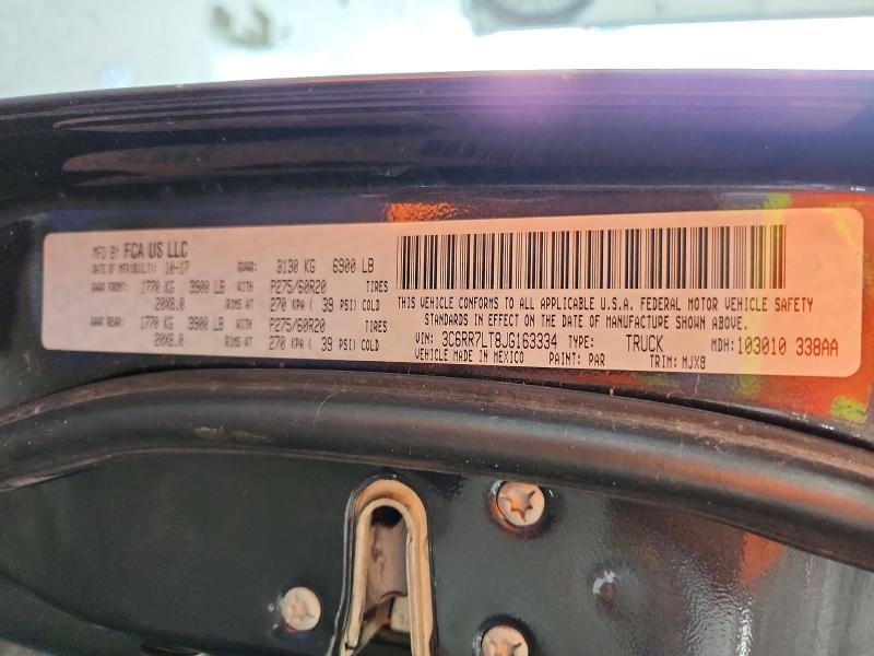 61142006 :رقم المزاد ، 3C6RR7LT8JG163334 vin ، 2018 Ram 1500 مزاد بيع