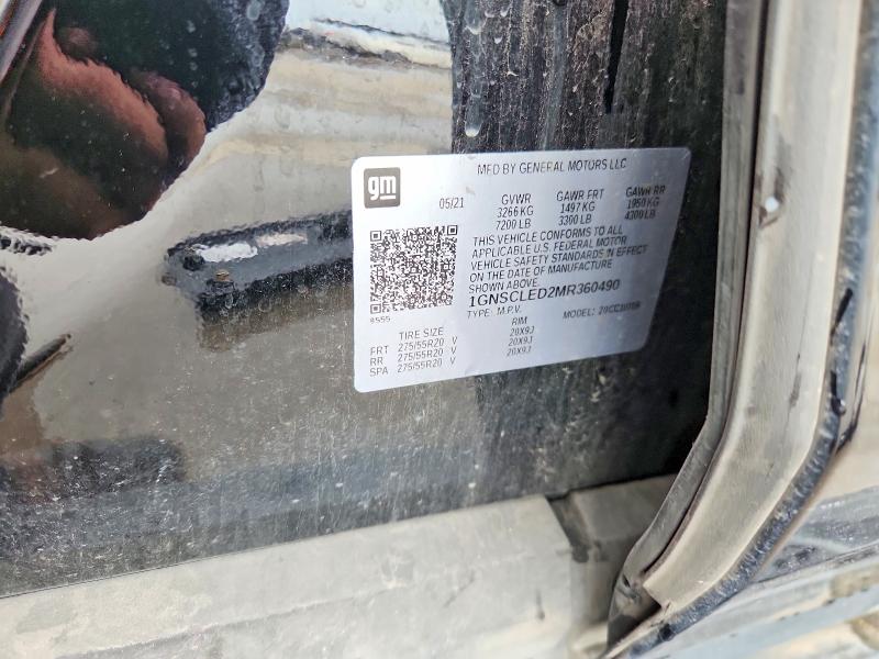 Aukcja sprzedaży 2021 Chevrolet Tahoe, vin: 1GNSCLED2MR360490, numer aukcji: 60788776