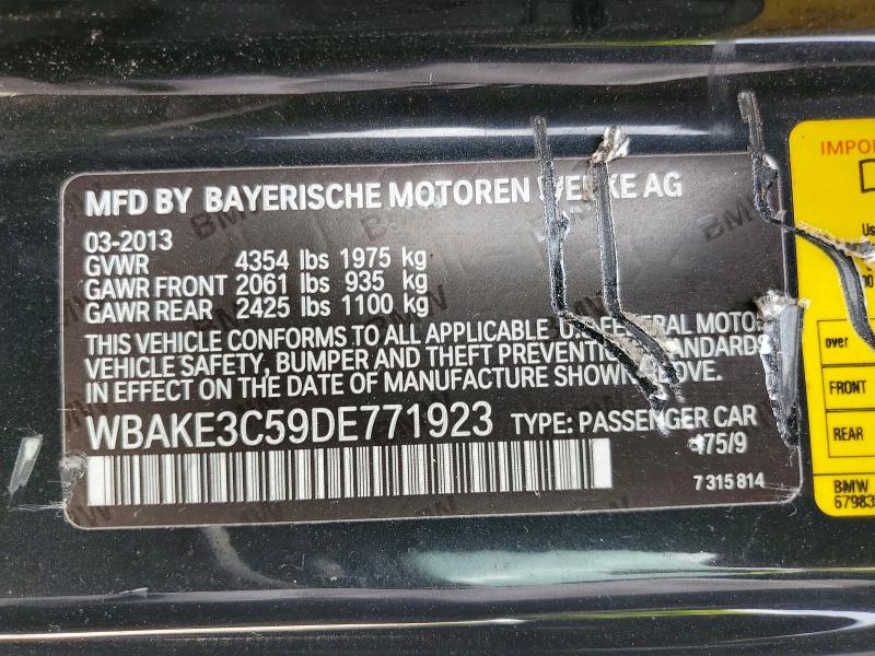 2013 Bmw 328 მანქანა იყიდება აუქციონზე, vin: WBAKE3C59DE771923, აუქციონის ნომერი: 60393146