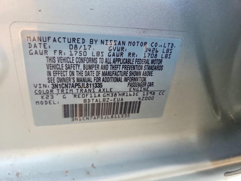 Aukcja sprzedaży 2018 Nissan Versa, vin: 3N1CN7AP5JL811335, numer aukcji: 63407906