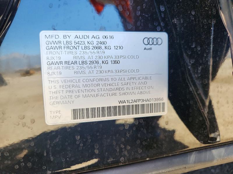 Aukcja sprzedaży 2017 Audi Q5, vin: WA1L2AFP3HA013956, numer aukcji: 62829546