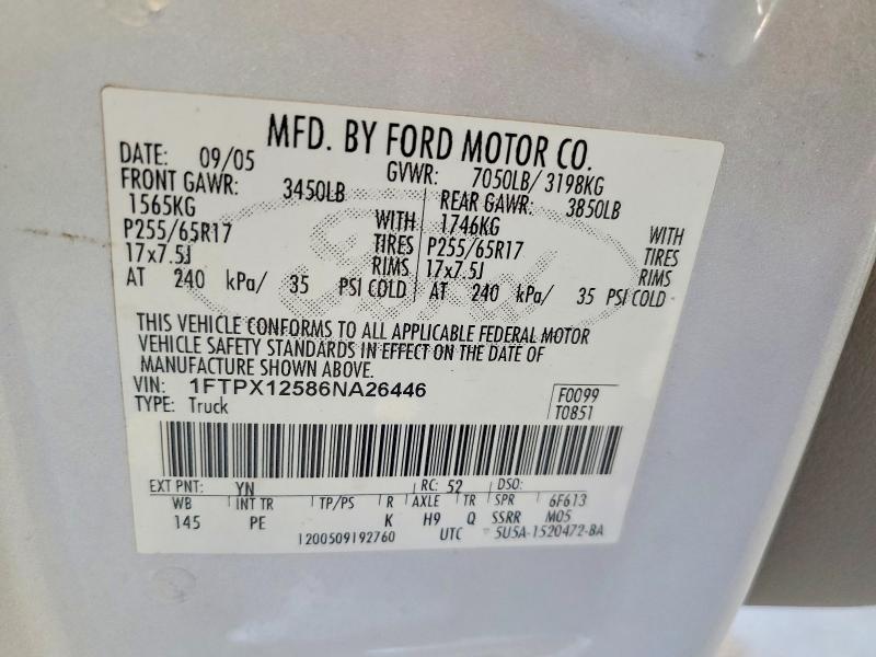 Aukcja sprzedaży 2006 Ford F150, vin: 1FTPX12586NA26446, numer aukcji: 63388206