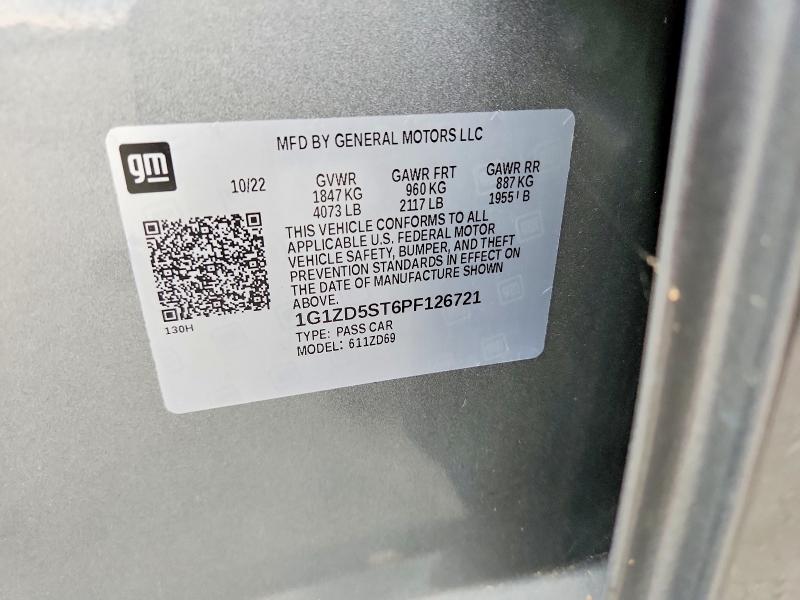 2023 Chevrolet Malibu მანქანა იყიდება აუქციონზე, vin: 1G1ZD5ST6PF126721, აუქციონის ნომერი: 57307176