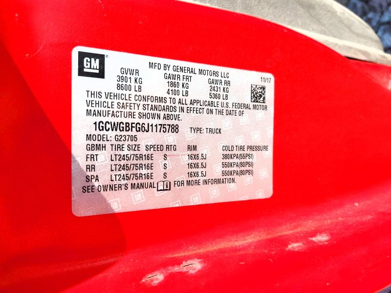 Auction sale of the 2018 Chevrolet Express G2500, vin: 1GCWGBFG6J1175788, lot number: 62589486