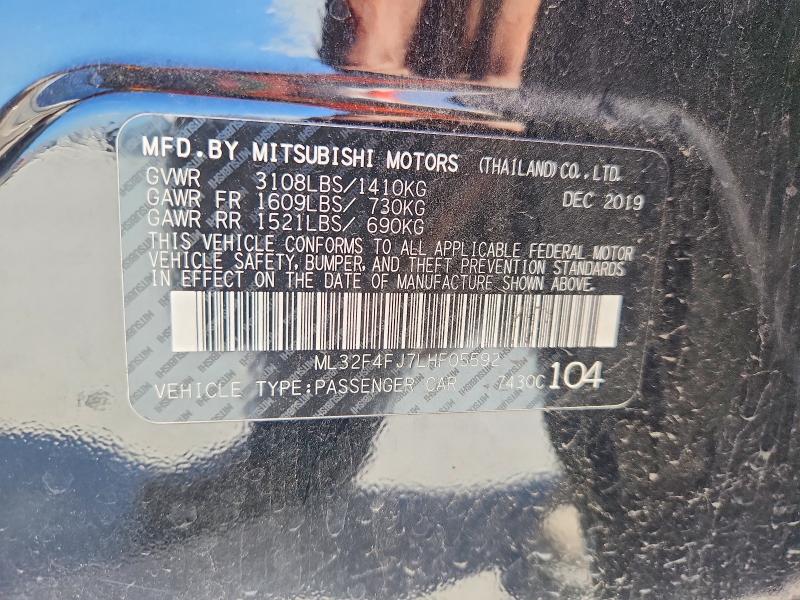 Продажа на аукционе авто 2020 Mitsubishi Mirage, vin: ML32F4FJ7LHF05592, номер лота: 59277826