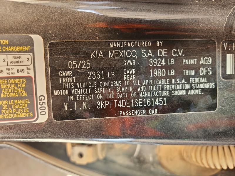 Aukcja sprzedaży 2025 Kia K4, vin: 3KPFT4DE1SE161451, numer aukcji: 61411196