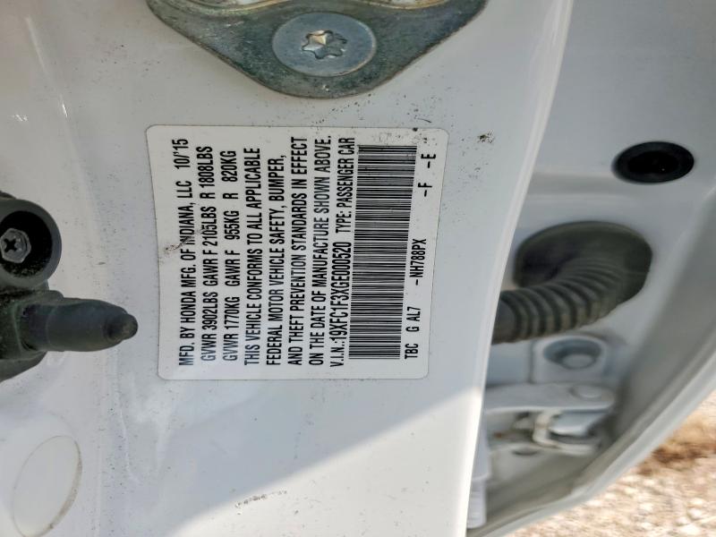 62218146 :رقم المزاد ، 19XFC1F3XGE000520 vin ، 2016 Honda Civic مزاد بيع