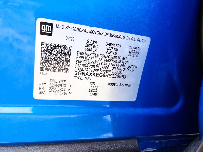 Aukcja sprzedaży 2024 Chevrolet Equinox, vin: 3GNAXKEG8RS130963, numer aukcji: 59326876