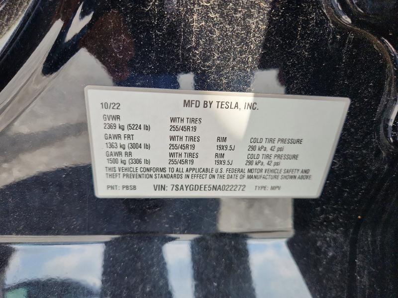 Aukcja sprzedaży 2022 Tesla Model Y, vin: 7SAYGDEE5NA022272, numer aukcji: 59219146