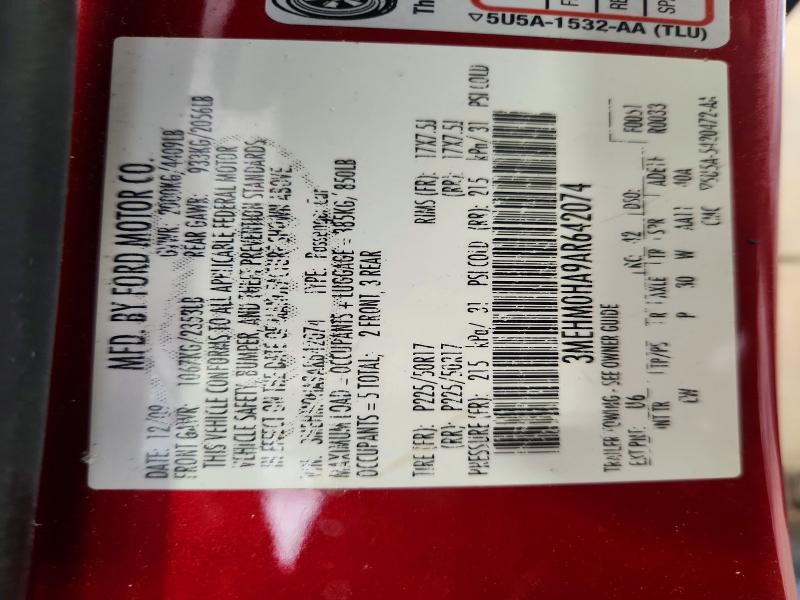 Продажа на аукционе авто 2010 Mercury Milan, vin: 3MEHM0HA9AR642074, номер лота: 59021186