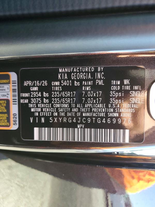 58498196 :رقم المزاد ، 5XYRG4JC9TG469976 vin ، 2026 Kia Sorento مزاد بيع