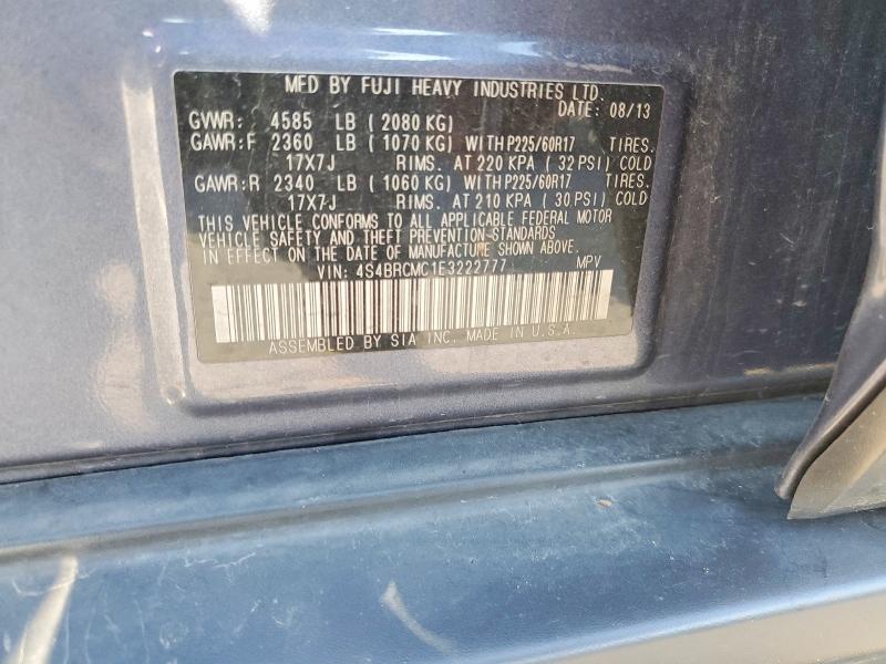 60748926 :رقم المزاد ، 4S4BRCMC1E3222777 vin ، 2014 Subaru Outback مزاد بيع