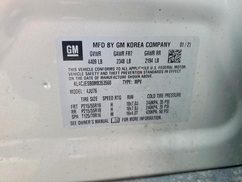 Aukcja sprzedaży 2021 Buick Encore, vin: KL4CJESB0MB353560, numer aukcji: 59809886