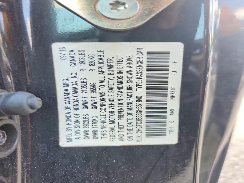 60091116 :رقم المزاد ، 2HGFC3B33GH361840 vin ، 2016 Honda Civic مزاد بيع