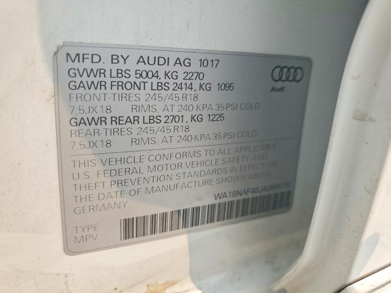 Aukcja sprzedaży 2018 Audi A4 Allroad, vin: WA18NAF48JA086670, numer aukcji: 60992356