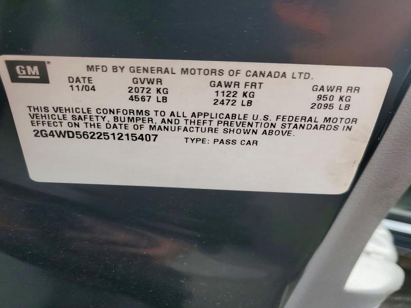 63108236 :رقم المزاد ، 2G4WD562251215407 vin ، 2005 Buick Lacrosse مزاد بيع