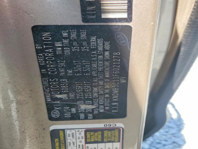 2015 Kia Sedona მანქანა იყიდება აუქციონზე, vin: KNDMB5C11F6021278, აუქციონის ნომერი: 60206286