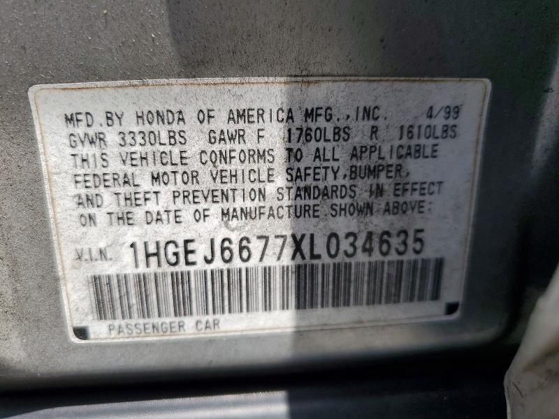 Продаж на аукціоні авто 1999 Honda Civic, vin: 1HGEJ6677XL034635, номер лоту: 60970146