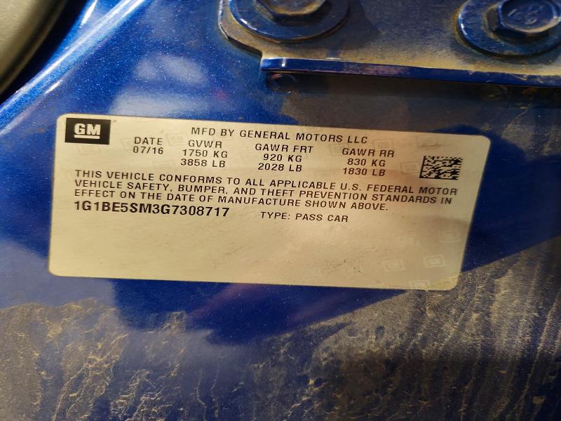 61428566 :رقم المزاد ، 1G1BE5SM3G7308717 vin ، 2016 Chevrolet Cruze مزاد بيع