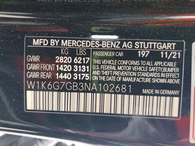 Продаж на аукціоні авто 2022 Mercedes-benz S, vin: W1K6G7GB3NA102681, номер лоту: 60827336