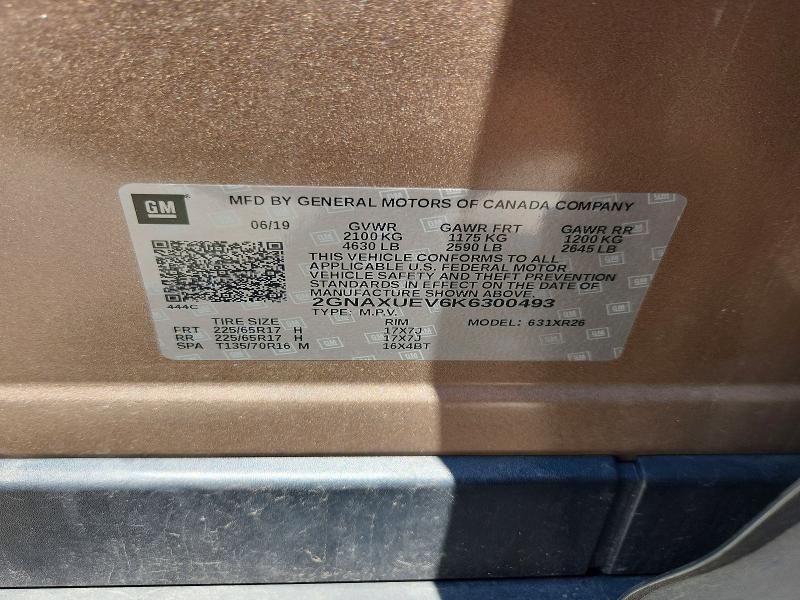 59948336 :رقم المزاد ، 2GNAXUEV6K6300493 vin ، 2019 Chevrolet Equinox مزاد بيع