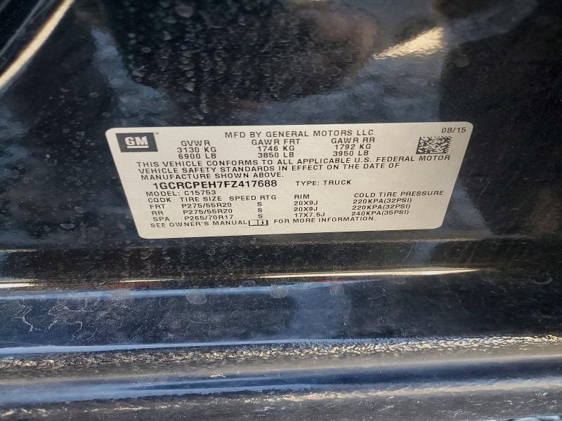 Продажа на аукционе авто 2015 Chevrolet Silverado, vin: 1GCRCPEH7FZ417688, номер лота: 61996796