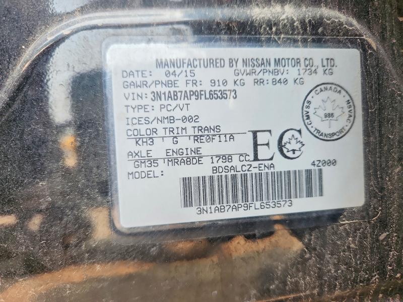 2015 Nissan Sentra მანქანა იყიდება აუქციონზე, vin: 3N1AB7AP9FL653573, აუქციონის ნომერი: 60652936
