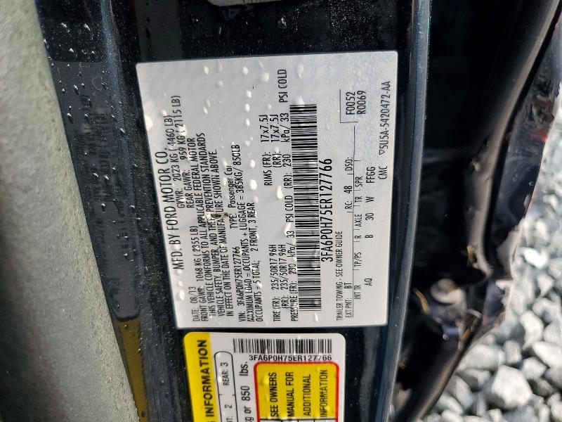 62579056 :رقم المزاد ، 3FA6P0H75ER127766 vin ، 2014 Ford Fusion مزاد بيع
