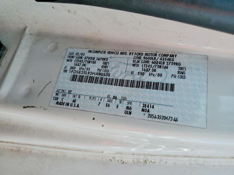 2003 Ford Econoline მანქანა იყიდება აუქციონზე, vin: 1FDSE35L93HA90538, აუქციონის ნომერი: 61882876