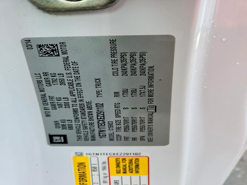 Aukcja sprzedaży 2014 Gmc Sierra, vin: 1GTN1TECXEZ291102, numer aukcji: 62400106