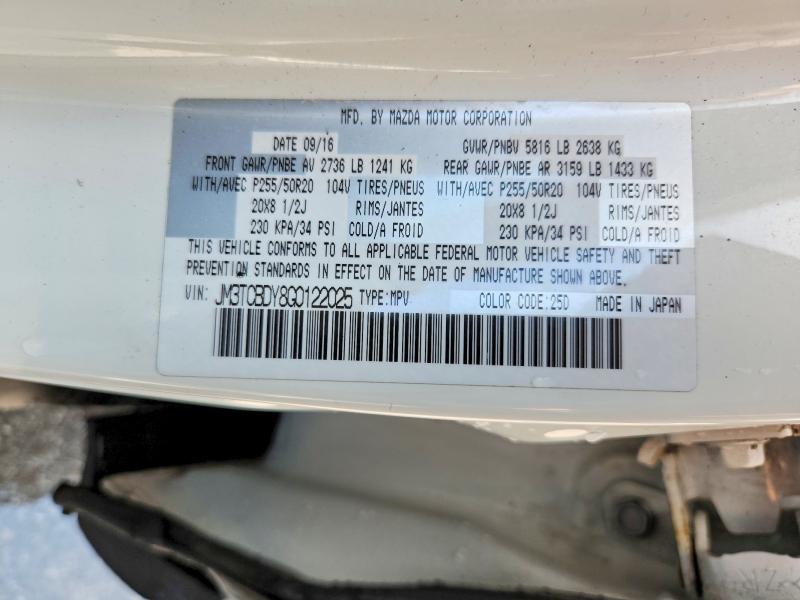 2016 Mazda Cx-9 მანქანა იყიდება აუქციონზე, vin: JM3TCBDY8G0122025, აუქციონის ნომერი: 61996406