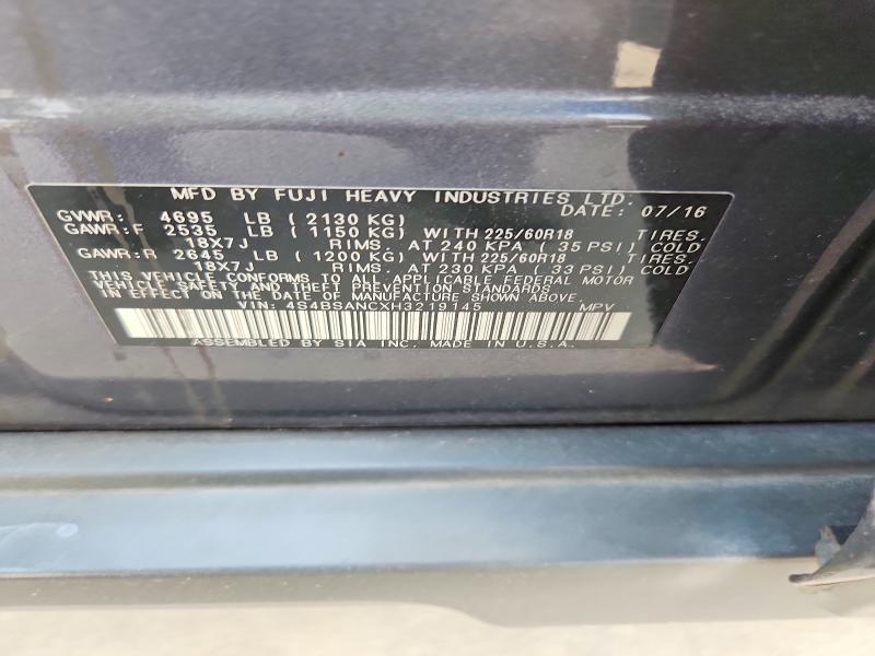 Aukcja sprzedaży 2017 Subaru Outback, vin: 4S4BSANCXH3219145, numer aukcji: 62112046