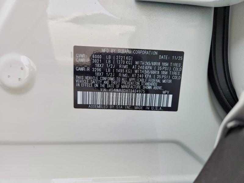 Aukcja sprzedaży 2026 Subaru Ascent, vin: 4S4WMABDXT3404975, numer aukcji: 61666246