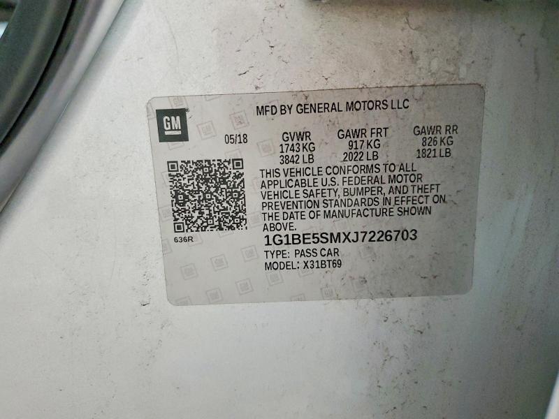 2018 Chevrolet Cruze მანქანა იყიდება აუქციონზე, vin: 1G1BE5SMXJ7226703, აუქციონის ნომერი: 59629426