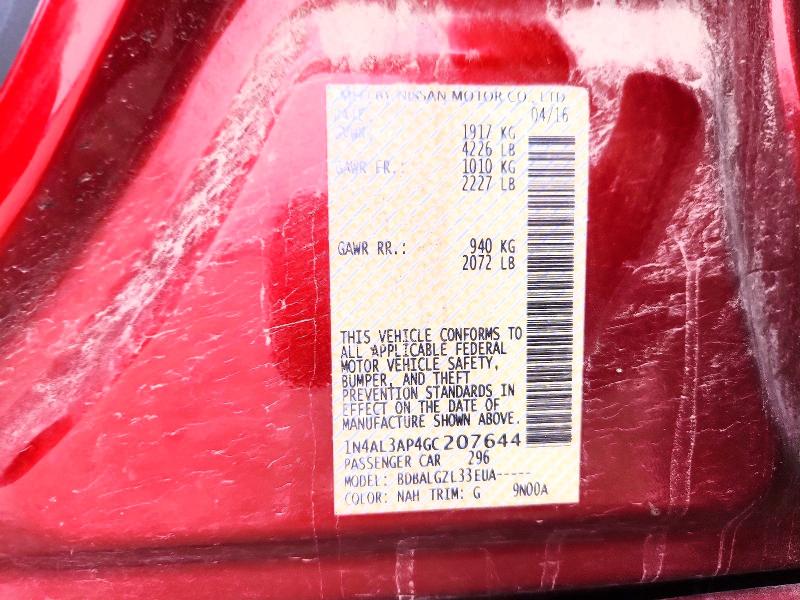 2016 Nissan Altima მანქანა იყიდება აუქციონზე, vin: 1N4AL3AP4GC207644, აუქციონის ნომერი: 61669556