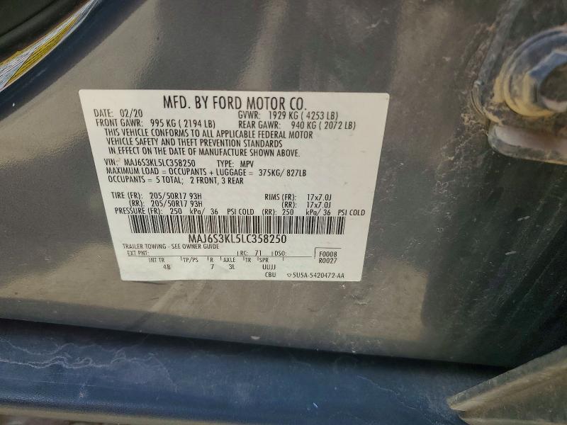 Aukcja sprzedaży 2020 Ford Ecosport, vin: MAJ6S3KL5LC358250, numer aukcji: 60152716