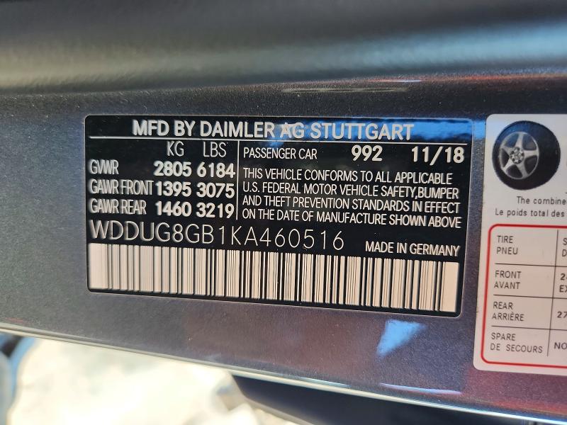 Aukcja sprzedaży 2019 Mercedes-benz S, vin: WDDUG8GB1KA460516, numer aukcji: 59741356