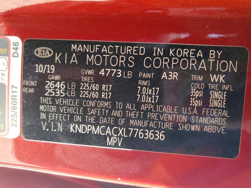 61436806 :رقم المزاد ، KNDPMCACXL7763636 vin ، 2020 Kia Sportage مزاد بيع