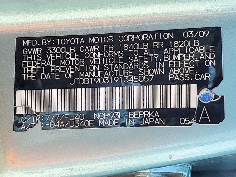 Auction sale of the 2009 Toyota Yaris, vin: JTDBT903191345057, lot number: 61353196