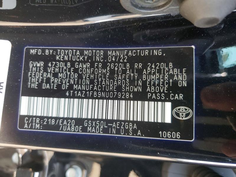 62293226 :رقم المزاد ، 4T1AZ1FB9NU079284 vin ، 2022 Toyota Avalon مزاد بيع