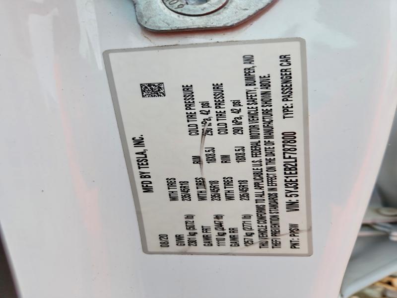Aukcja sprzedaży 2020 Tesla Model 3, vin: 5YJ3E1EB2LF787800, numer aukcji: 60237896