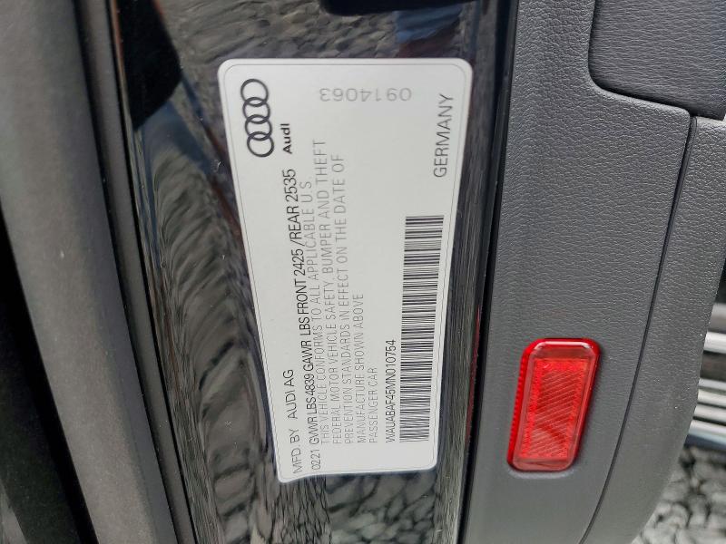 Aukcja sprzedaży 2021 Audi A4, vin: WAUABAF45MN010754, numer aukcji: 62909996