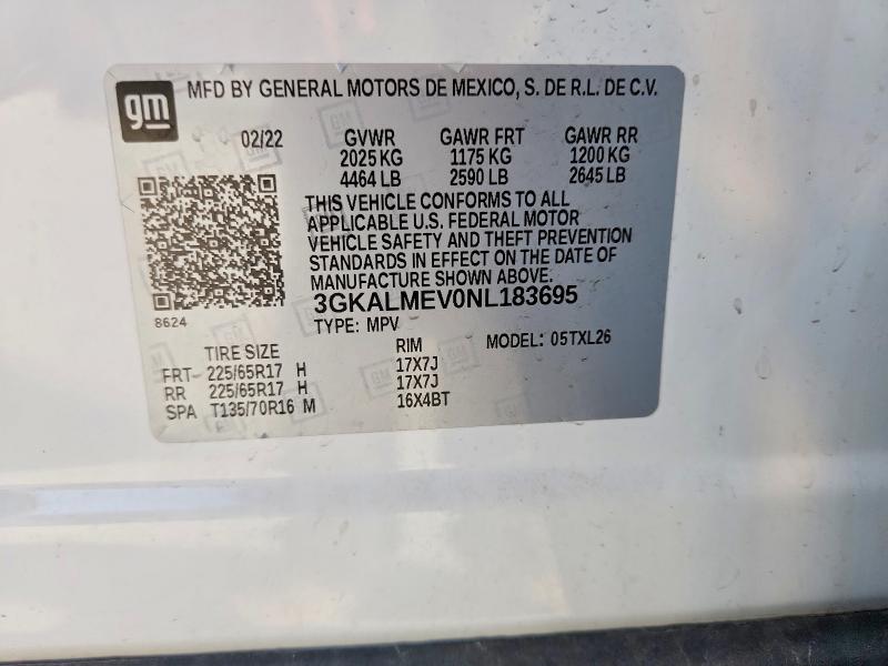61968406 :رقم المزاد ، 3GKALMEV0NL183695 vin ، 2022 Gmc Terrain مزاد بيع