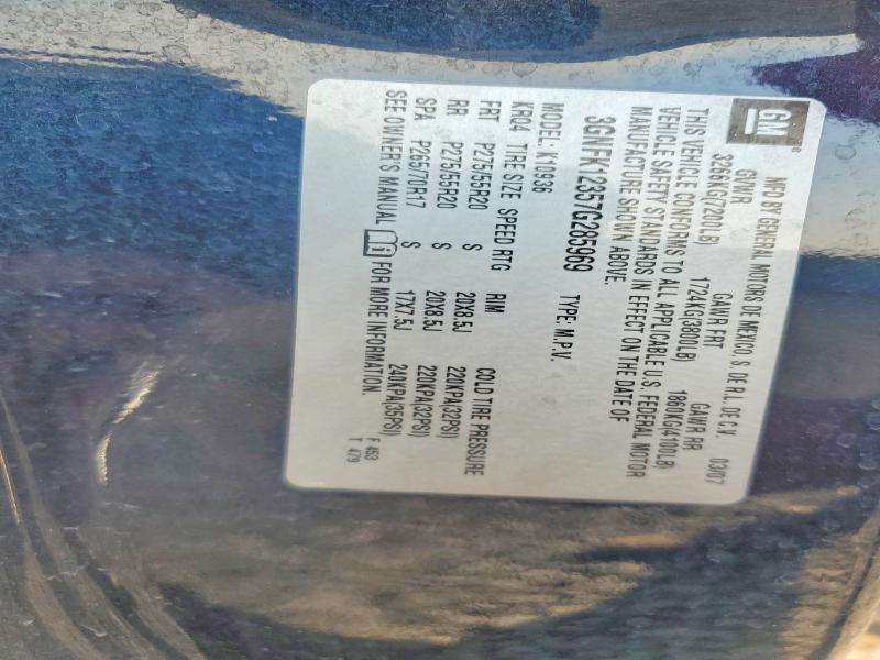 61187386 :رقم المزاد ، 3GNFK12357G285969 vin ، 2007 Chevrolet Avalanche مزاد بيع