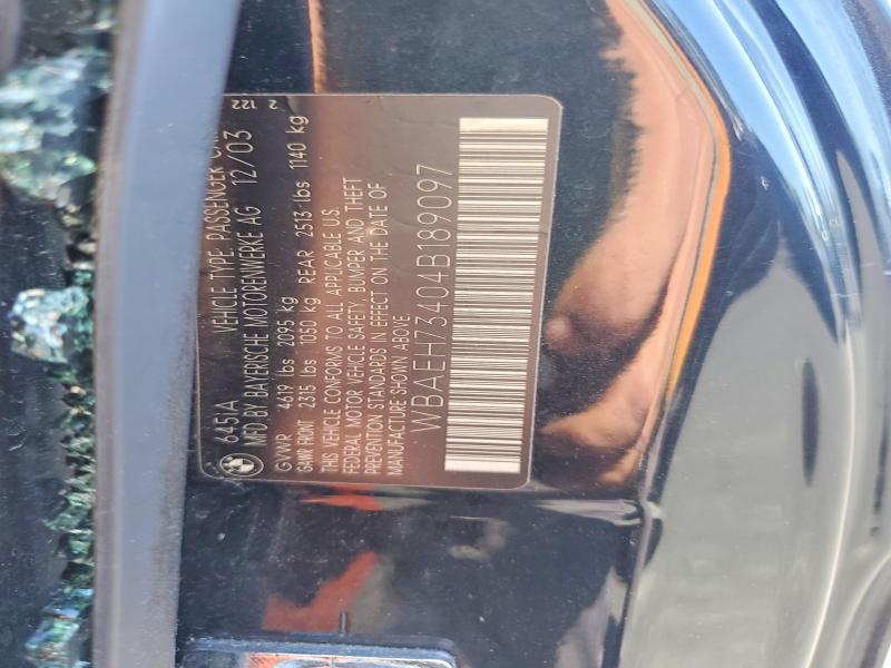 Продажа на аукционе авто 2004 Bmw 645, vin: WBAEH73404B189097, номер лота: 59903306