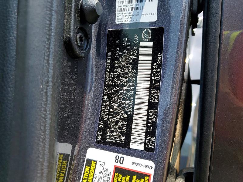 59276886 :رقم المزاد ، 58ADA1C14PU033275 vin ، 2023 Lexus Es 300h مزاد بيع