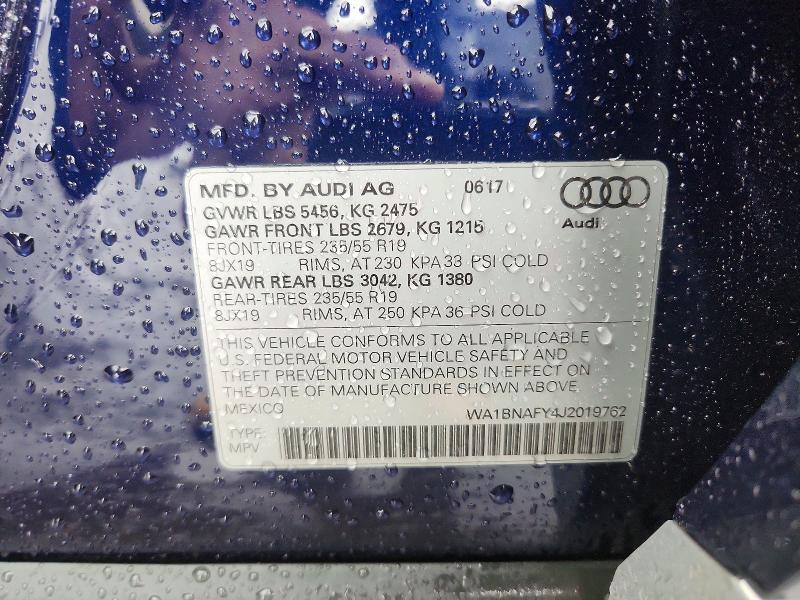 62595056 :رقم المزاد ، WA1BNAFY4J2019762 vin ، 2018 Audi Q5 مزاد بيع